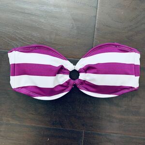 Target Xhilaration Bandeau Bikini Top - White & Purple Stripes | Size: S
